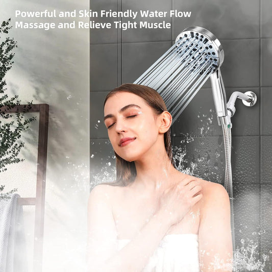 Power Wash Shower Head: 10-Spray, Handheld, Leakproof