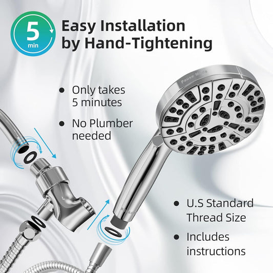 Power Wash Shower Head: 10-Spray, Handheld, Leakproof