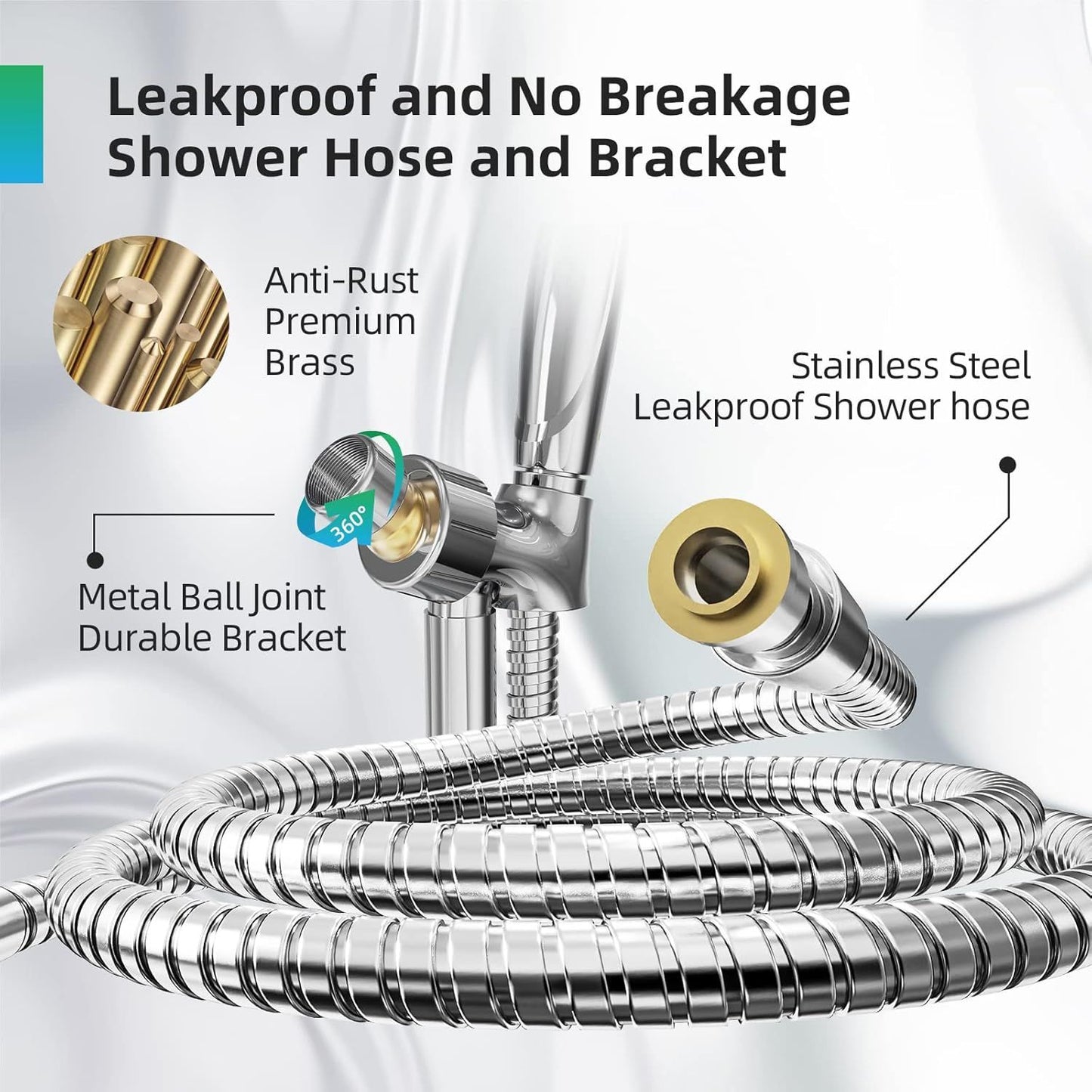 Power Wash Shower Head: 10-Spray, Handheld, Leakproof