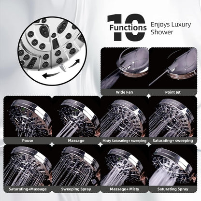 Power Wash Shower Head: 10-Spray, Handheld, Leakproof